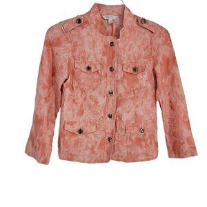 Relativity Women's Orange Linen Jacket Size Small coat blazer classic Tie Dye